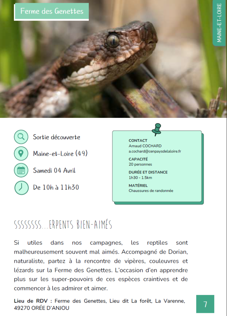 Sortie Reptiles Cen Ferme Des Genettes 2026